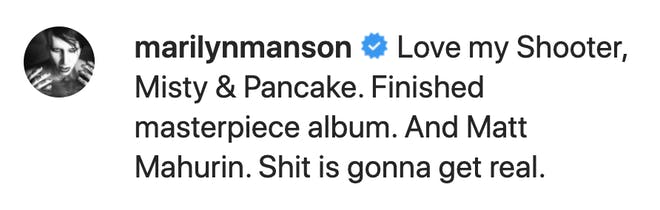 Marilyn Manson confirme sur Instagram la sortie d'un nouvel album