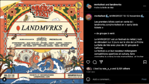 Post Instagram annonce LANDMVRKS x MVRKSFEST